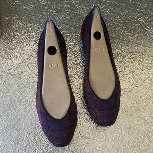 Rothy’s Square Toe flat in Cranberry plaid sz 7.5